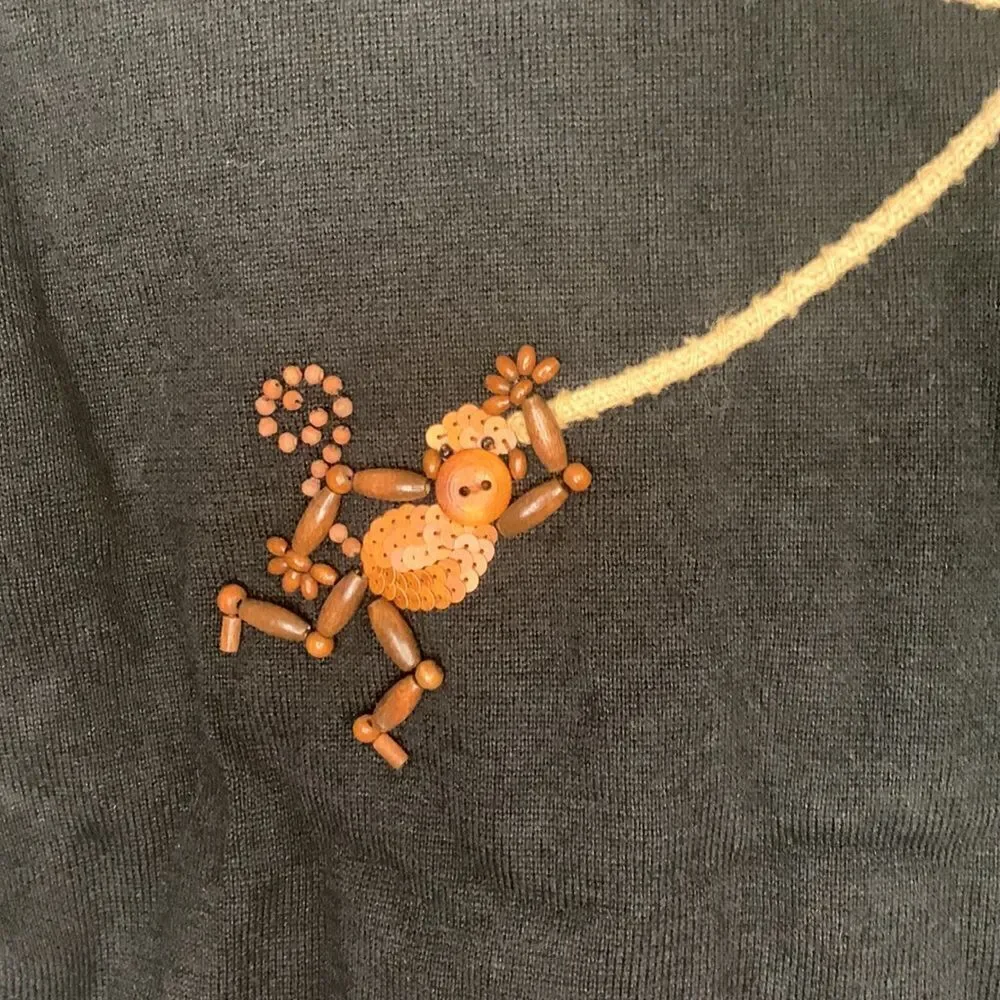 Bellepointe beaded monkey design sweater size L‎ - Picture 5 of 9